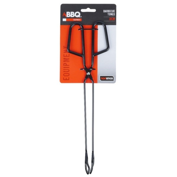 Szczypce do grilla, BBQ 489164, metalowe czarne 31,5 cm — do grillowania