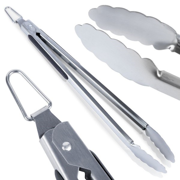 Szczypce do grilla, BBQ 489166, stalowe 39 cm — do obracania potraw na grillu