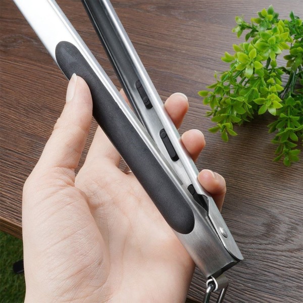 Szczypce do grilla, BBQ 489166, stalowe 39 cm — do obracania potraw na grillu