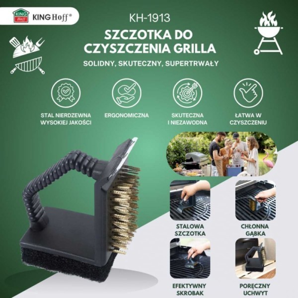 Szczotka do czyszczenia rusztu, Kinghoff KH-1913, 3w1, do grilla