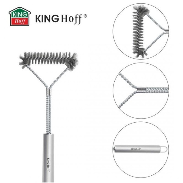 Szczotka do czyszczenia rusztu, Kinghoff KH-1915, stalowa, do grilla