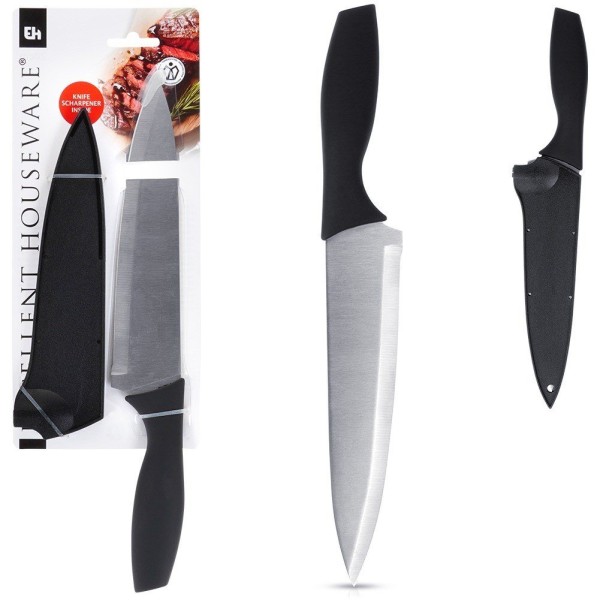 Nóż szefa kuchni EXCELLENT HOUSEWARE 259700, stalowy 19 cm z osłoną