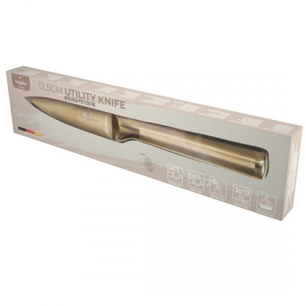 Ніж Berlinger Haus BH-2932, універсальний 12,5 см, стальний з золотим покриттям — для нарізки овочів і м’яса