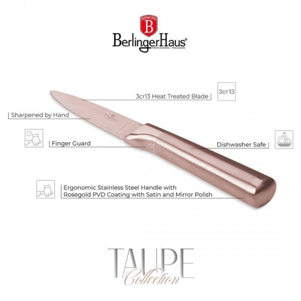 Nóż do obierania, Berlinger Haus BH-2939, 9,5 cm, stalowy, rose gold