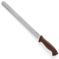Nóż do ryb HENDI 842966 do mięsa szynki i łososia długi 490mm szlif kulowy brązowy