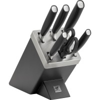 Заточувальний набір ножів Zwilling All Star 5 шт. із блоком для зберігання чорний/сріблястий для кухні