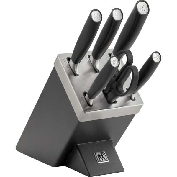 Заточувальний набір ножів Zwilling All Star 5 шт. із блоком для зберігання чорний/сріблястий для кухні
