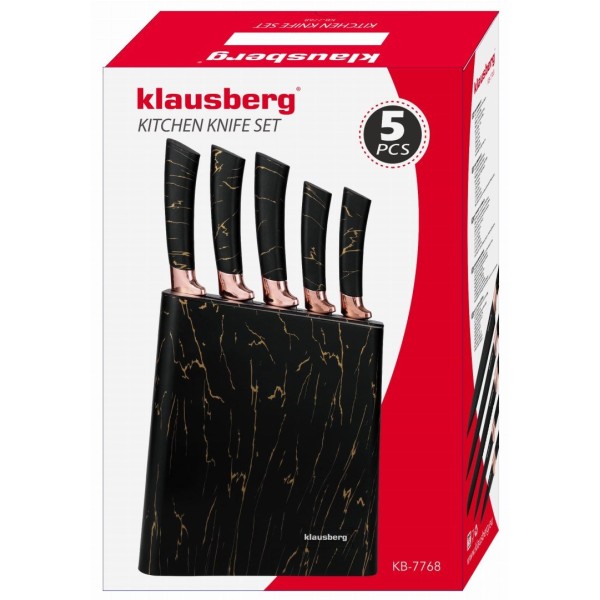 Zestaw noży kuchennych Klausberg KB-7768 w bloku 5 elementów do krojenia