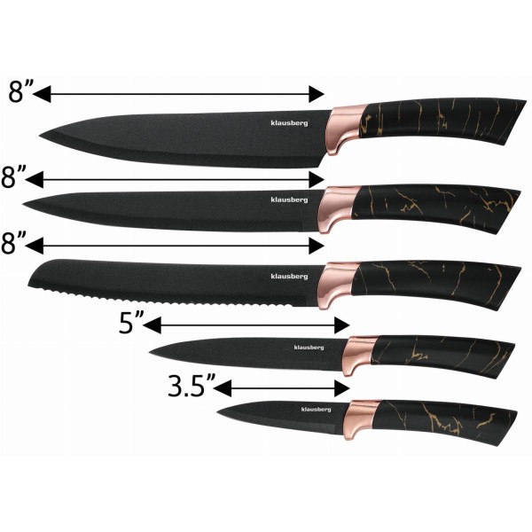 Zestaw noży kuchennych Klausberg KB-7768 w bloku 5 elementów do krojenia