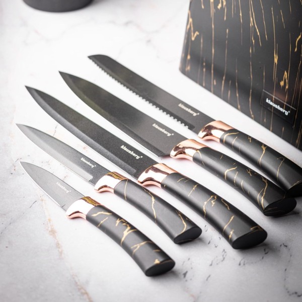 Zestaw noży kuchennych Klausberg KB-7768 w bloku 5 elementów do krojenia