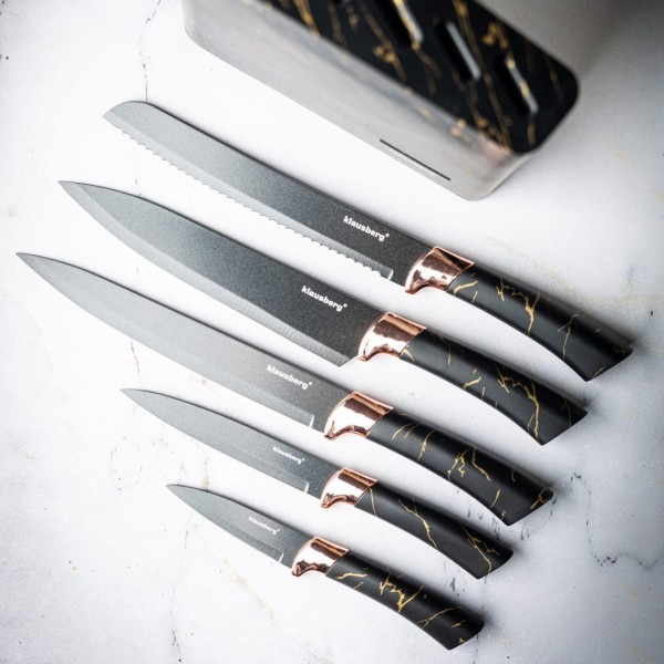Zestaw noży kuchennych Klausberg KB-7768 w bloku 5 elementów do krojenia