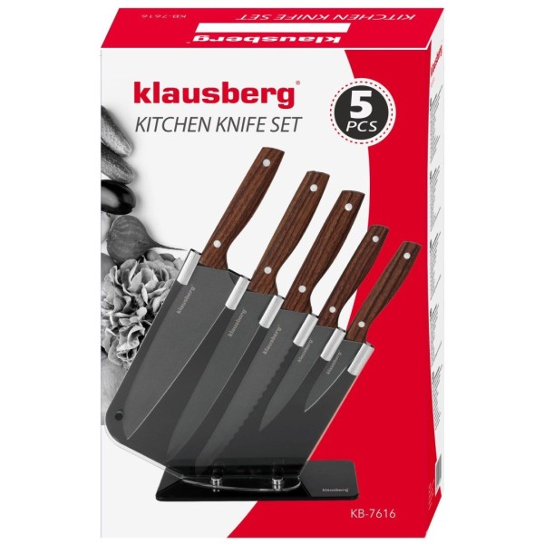 Zestaw noży kuchennych Klausberg KB-7616 w stojaku 5 el. do codziennego użytku