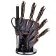 Набір ножів, бренд E-6270, 9 елементів у підставці з точилом і ножицями — для кухні (нарізка, приготування)
