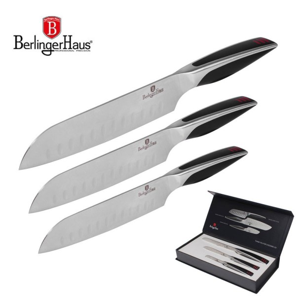 Zestaw noży kuchennych Berlinger Haus Phantom BH-2024 Santoku 3 sztuki do gotowania