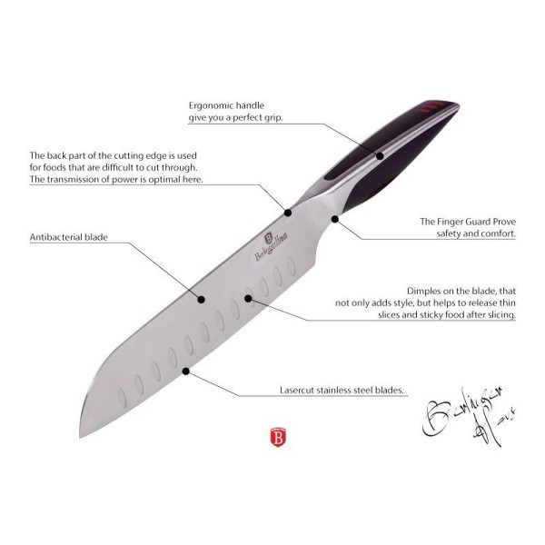 Zestaw noży kuchennych Berlinger Haus Phantom BH-2024 Santoku 3 sztuki do gotowania