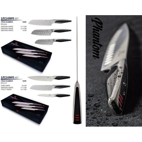 Zestaw noży kuchennych Berlinger Haus Phantom BH-2024 Santoku 3 sztuki do gotowania