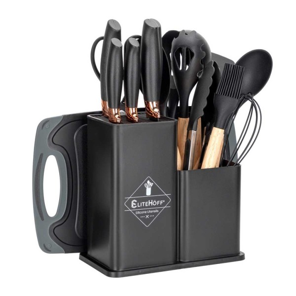 Набір ножів і аксесуарів, ZESTAW, 19 елементів у підставці E-6069 — для кухні / різання та приготування