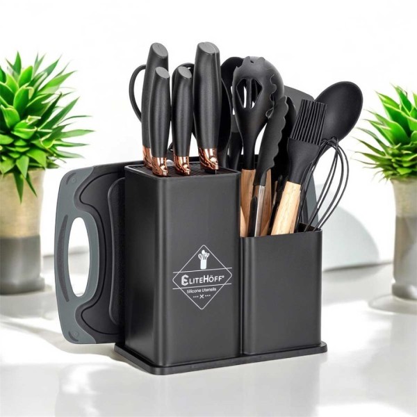 Набір ножів і аксесуарів, ZESTAW, 19 елементів у підставці E-6069 — для кухні / різання та приготування