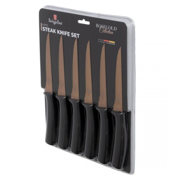 Набір для стейків, Berlinger Haus BH-2613 Black Rose, 6 шт. для нарізки м’яса