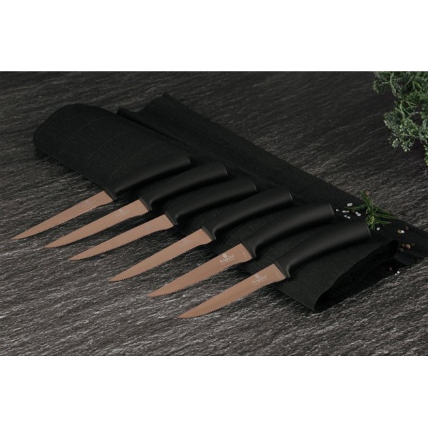 Набір для стейків, Berlinger Haus BH-2613 Black Rose, 6 шт. для нарізки м’яса