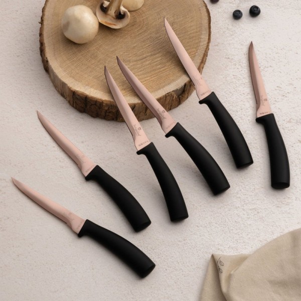 Набір для стейків, Berlinger Haus BH-2613 Black Rose, 6 шт. для нарізки м’яса