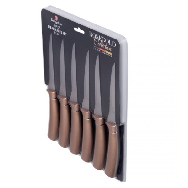 Набір ножів для стейка, Berlinger Haus BH-2811 Rose Gold, 6 шт. для сервування стейків