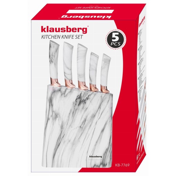 Zestaw noży kuchennych Klausberg KB-7769 w bloku 5 elementów do codziennego użytku