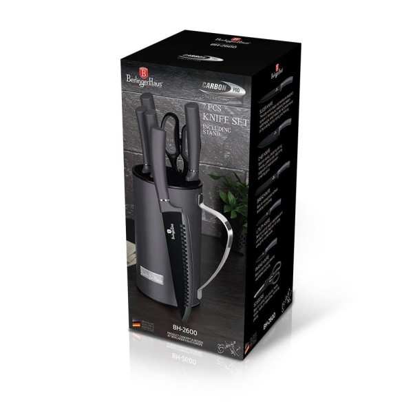 Набір кухонних ножів Berlinger Haus Carbon Pro BH-2600, 7 предметів для дому та кухні