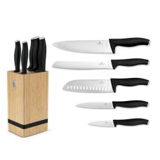 Набір кухонних ножів Berlinger Haus BH-2971 Matte Black у бамбуковому блоці для зручного зберігання