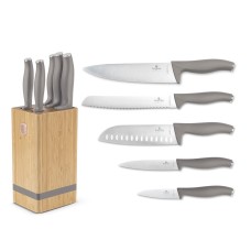Набір кухонних ножів Berlinger Haus BH-2974 Taupe у бамбуковому блоці для зручного зберігання