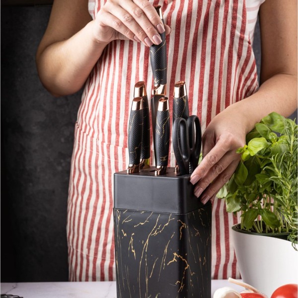 Zestaw noży kuchennych Klausberg KB-7770 6 elementów w bloku do codziennego użytku