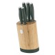 Набір кухонних ножів BerlingerHaus Matte Green Collection BH-2757, 5 предметів, у бамбуковій підставці для зручного зберігання