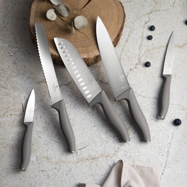 Набір кухонних ножів BerlingerHaus Taupe Collection BH-2756, 5 елементів, з бамбуковою підставкою для зручного зберігання