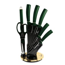 Zestaw noży kuchennych Berlinger Haus Metallic Line Emerald 8 elementów w stojaku BH-2563