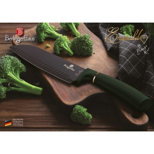 Zestaw noży kuchennych Berlinger Haus Metallic Line Emerald 8 elementów w stojaku BH-2563