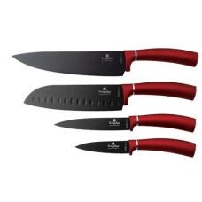 Набір кухонних ножів BerlingerHaus Burgundy 4 шт для зручного нарізання продуктів BH-2887