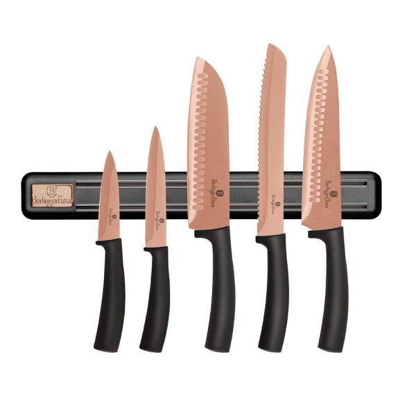 Zestaw noży kuchennych Berlinger Haus Rose Gold 6 el. z listwą magnetyczną