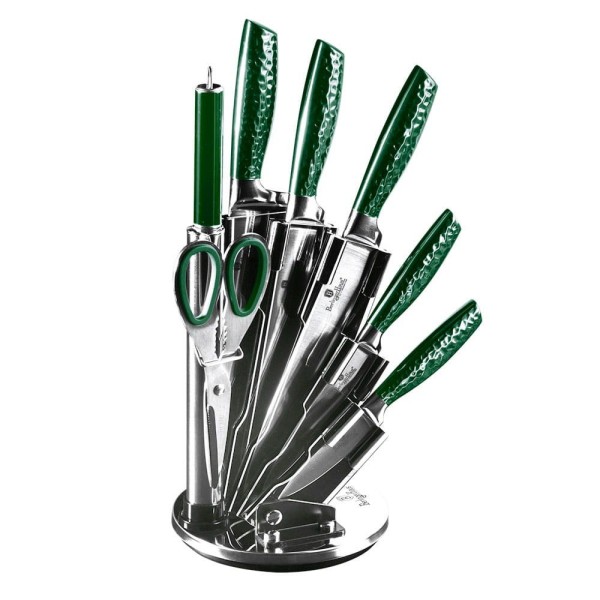 Zestaw noży kuchennych Berlinger Haus Metallic Line Emerald 8 el. w stojaku