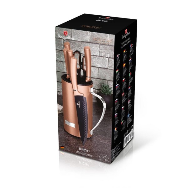 Zestaw noży kuchennych Berlinger Haus Rose Gold 7 el. w stojaku BH-2583
