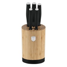 Набір кухонних ножів BerlingerHaus Matte Black BH-2753, 5 елементів, з бамбуковою підставкою для зручного зберігання
