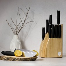 Набір кухонних ножів BerlingerHaus Matte Black BH-2979 у бамбуковій підставці для зручного зберігання