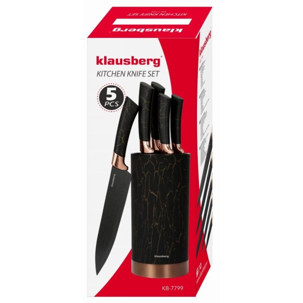 Zestaw noży kuchennych Klausberg KB-7799 w bloku 5 elementów do codziennego gotowania