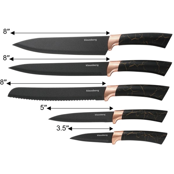 Zestaw noży kuchennych Klausberg KB-7799 w bloku 5 elementów do codziennego gotowania