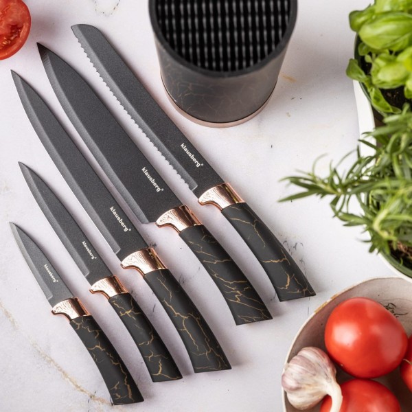 Zestaw noży kuchennych Klausberg KB-7799 w bloku 5 elementów do codziennego gotowania
