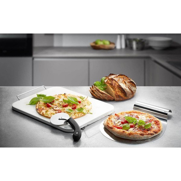 Zestaw noży kuchennych Gefu Darioso nóż do pizzy i kamień do pieczenia z prostokątnym stojakiem