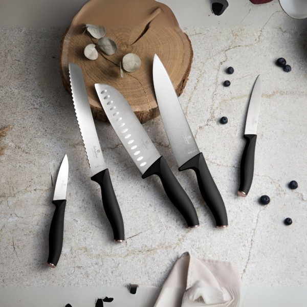 Zestaw noży, BerlingerHaus Black Rose BH-2942 — 6 szt. z listwą magnetyczną