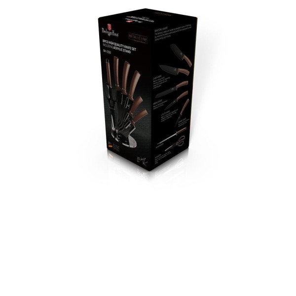 Zestaw noży kuchennych Berlinger Haus Metallic Line Rose Gold 8 el. w stojaku