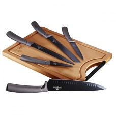 Набір кухонних ножів Berlinger Haus Carbon Pro BH-2567 з дошкою, 6 ел. для дому та кухні