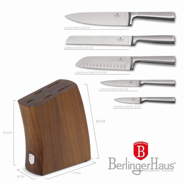 Zestaw noży kuchennych Berlinger Haus Antracit 6 ele z blokiem BH-3124