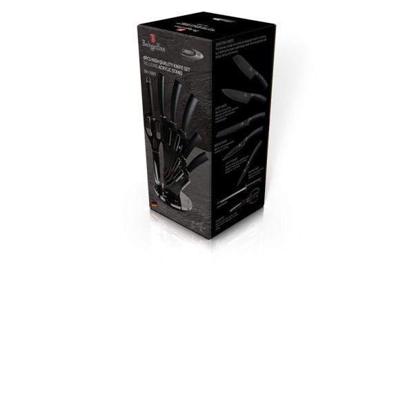 Набір кухонних ножів Berlinger Haus Metallic Line Carbon Pro BH-2685 у металевій підставці, 8 шт.